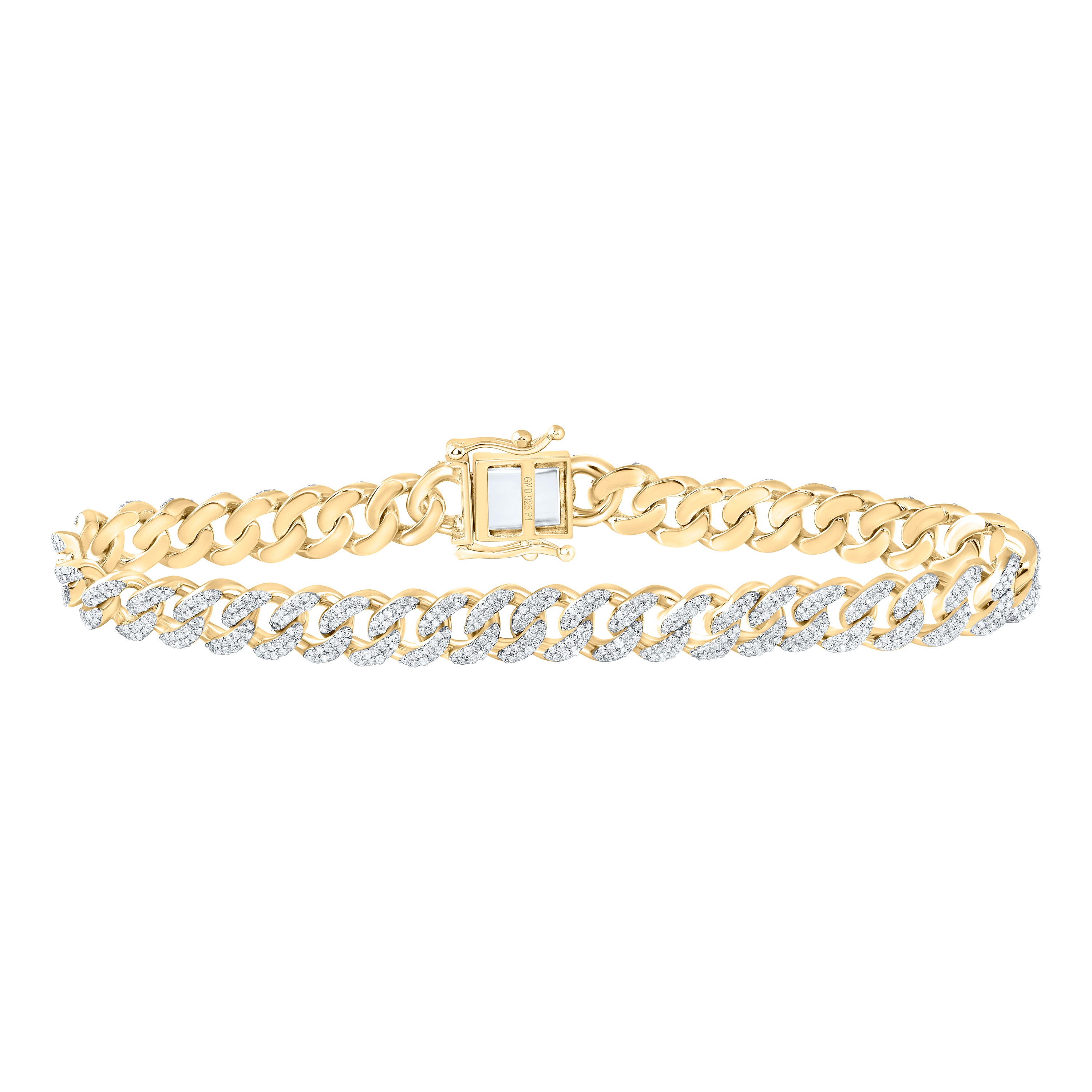 2 3/4Ctw-Nat Dia P1 8Mm Cuban Men'S Bracelet (8 Inch) (25.154 grams)