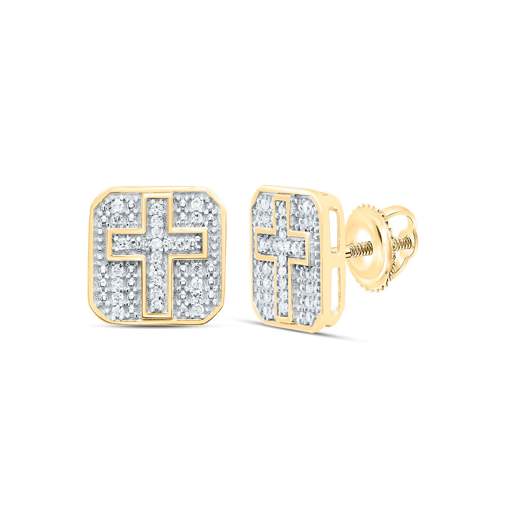 1/8Ctw Dia P1 Octagon Cross Men'S Stud Earring