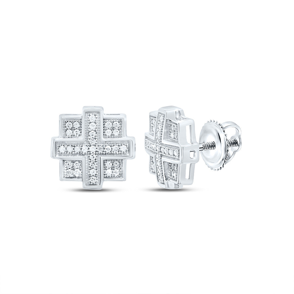 1/5Ctw Dia P1 Square Cross Men'S Stud Earring