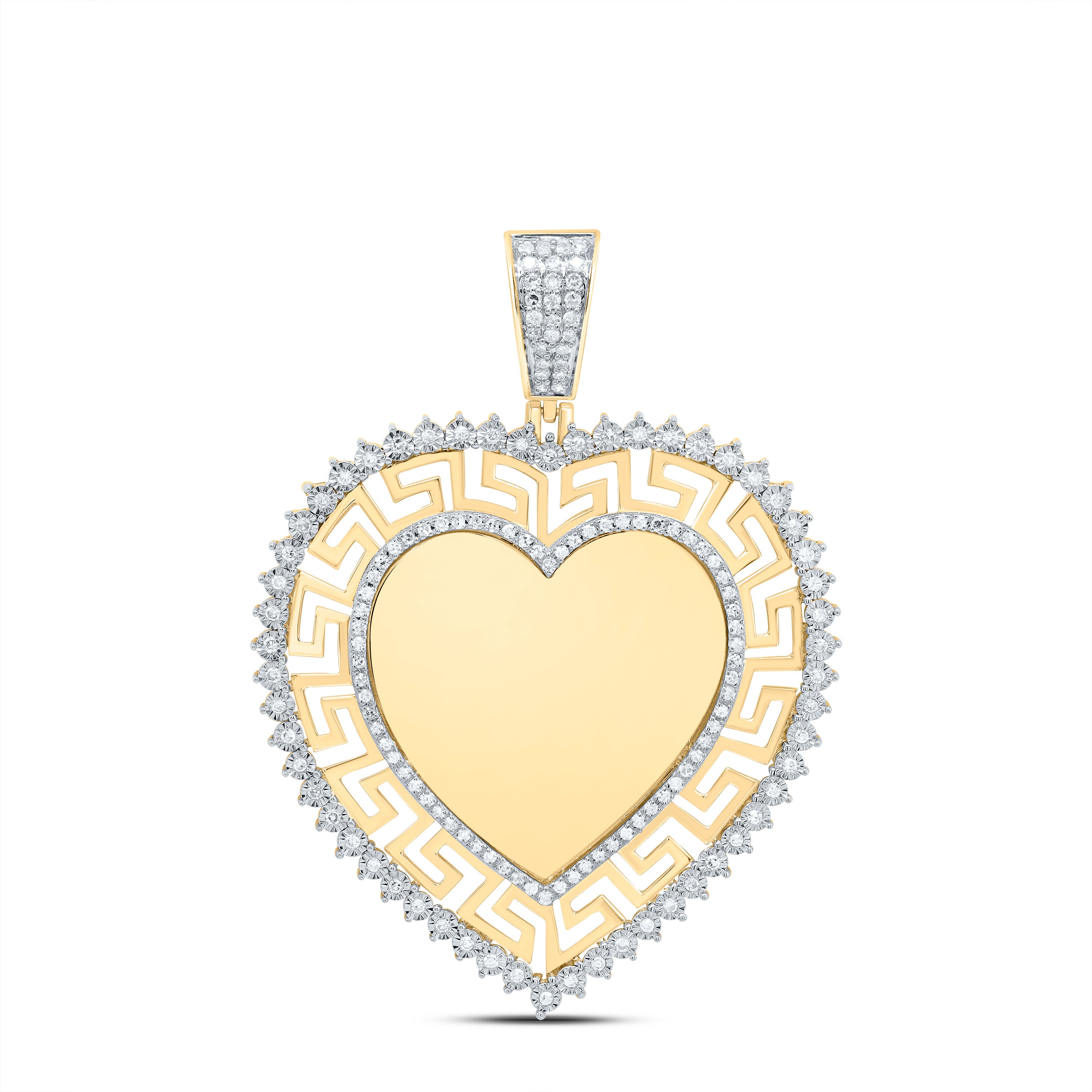 1/2Ctw-Nat Dia Nk Memory Heart Mens Charm (7.112 grams)