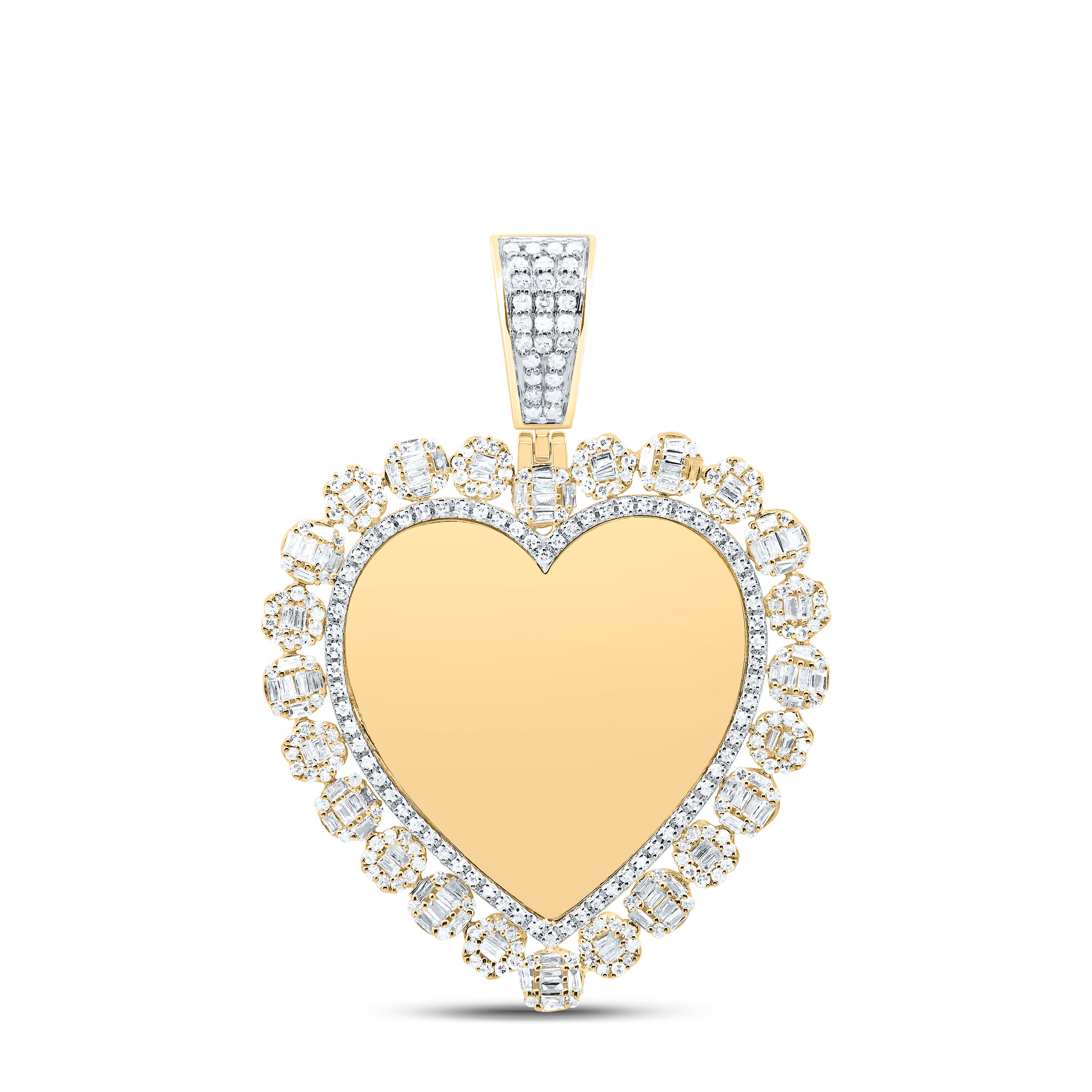 1 1/3Ctw-Nat Dia Nk Memory Heart Mens Charm (4.738 grams)