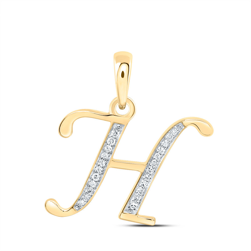 1/10Ctw-Dia Nk Gift Initial "H" Pendant (1.221 grams)