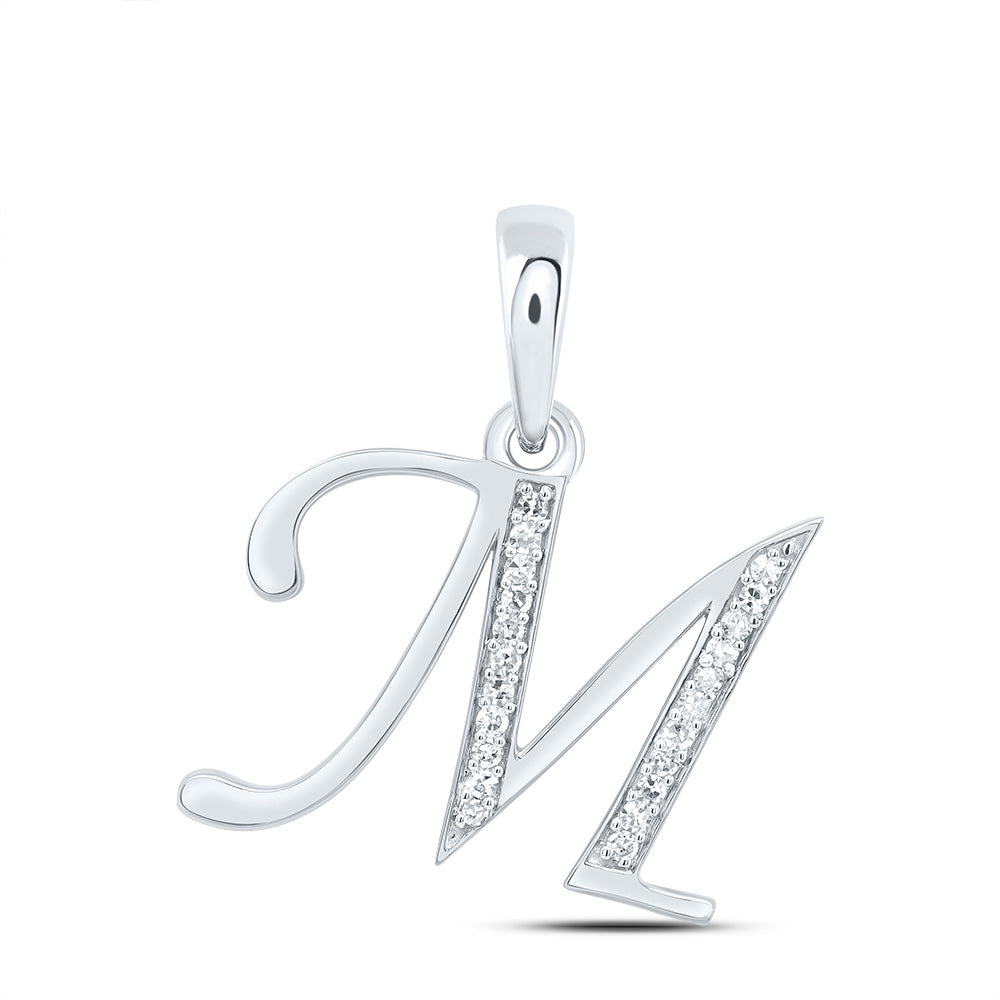 1/10Ctw-Dia Nk Gift Initial "M" Pendant (1.378 grams)