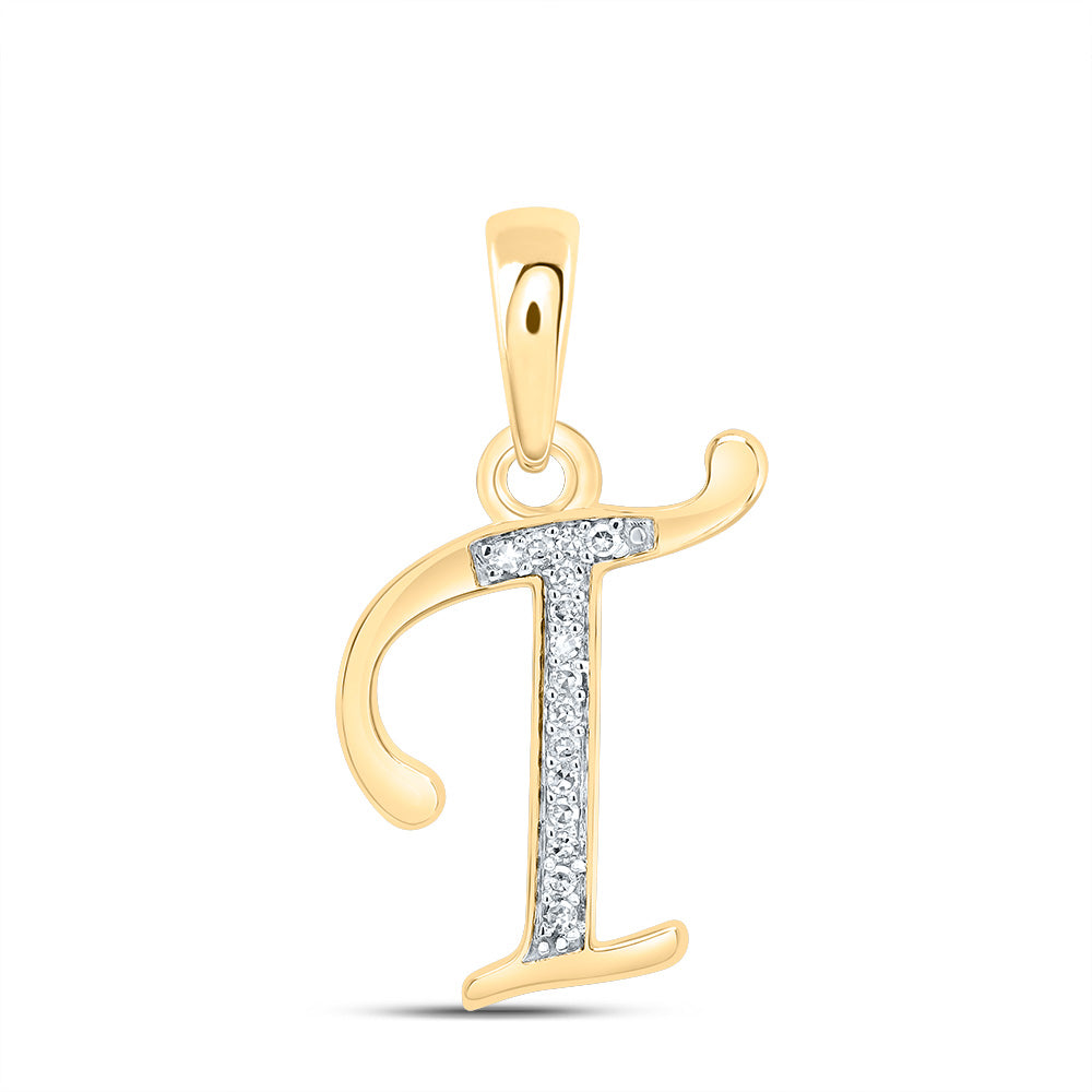 1/20Ctw-Dia Nk Gift Initial "T" Pendant (0.959 grams)