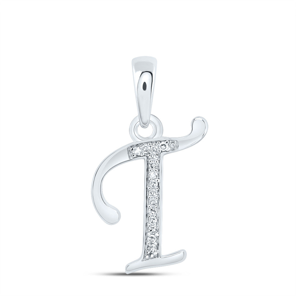 1/20Ctw-Dia Nk Gift Initial "T" Pendant (0.959 grams)
