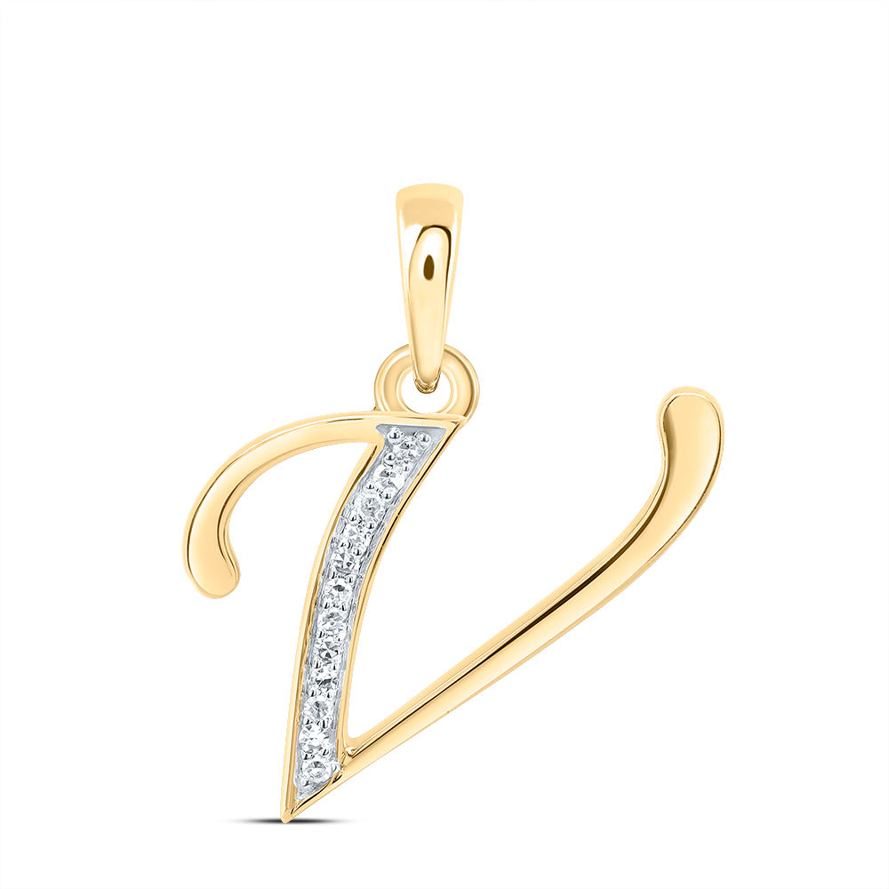 1/20Ctw-Dia Nk Gift Initial "V" Pendant (1.063 grams)