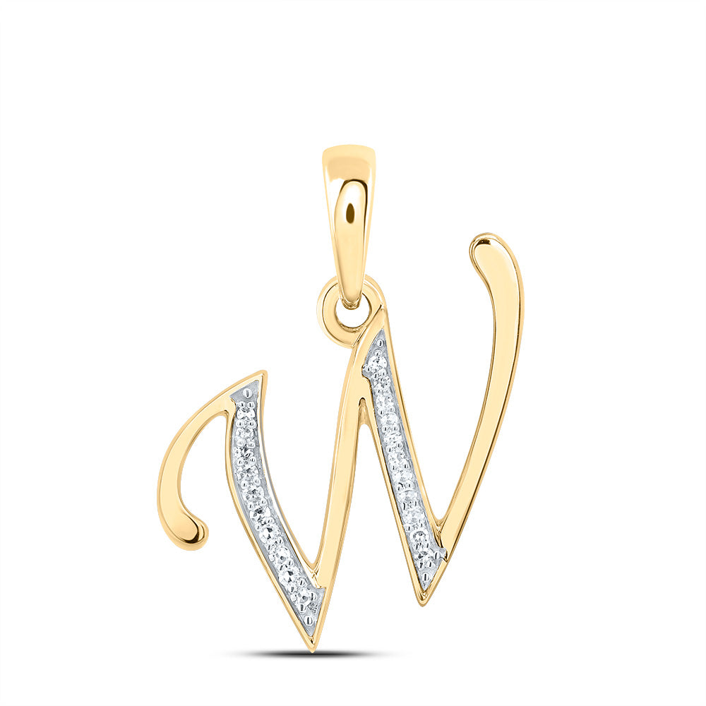 1/12Ctw-Dia Nk Gift Initial "W" Pendant (1.338 grams)