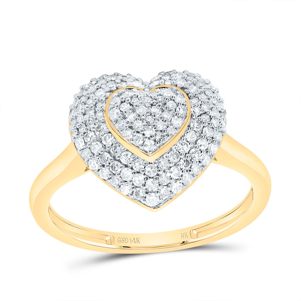1/2Ctw-Nat Dia Nk Fashion Heart Ring (2.34 grams)