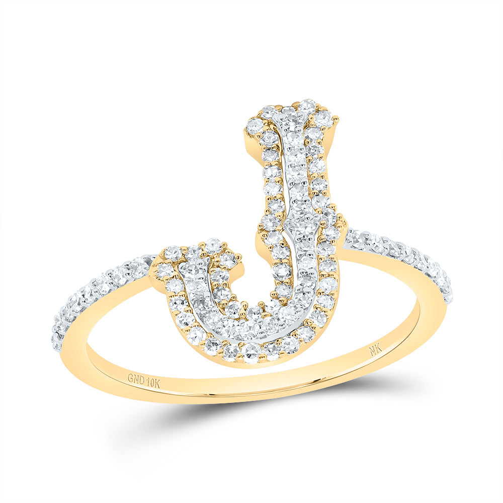 1/3Ctw-Diamond Fashion Initial "J" Ladies Ring (1.94 grams)