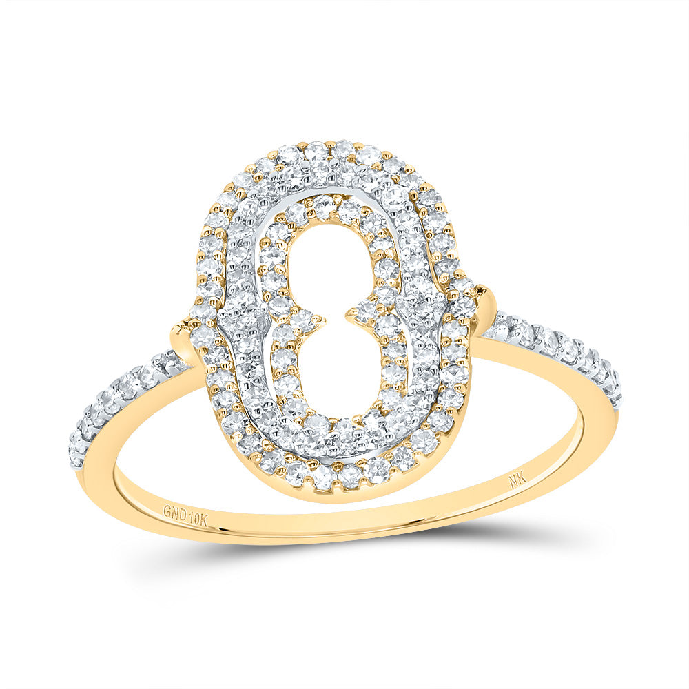 3/8Ctw-Diamond Fashion Initial "O" Ladies Ring (1.85 grams)