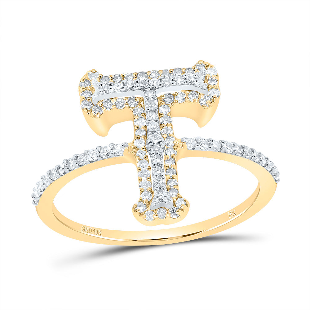 3/8Ctw-Diamond Fashion Initial "T" Ladies Ring (1.88 grams)