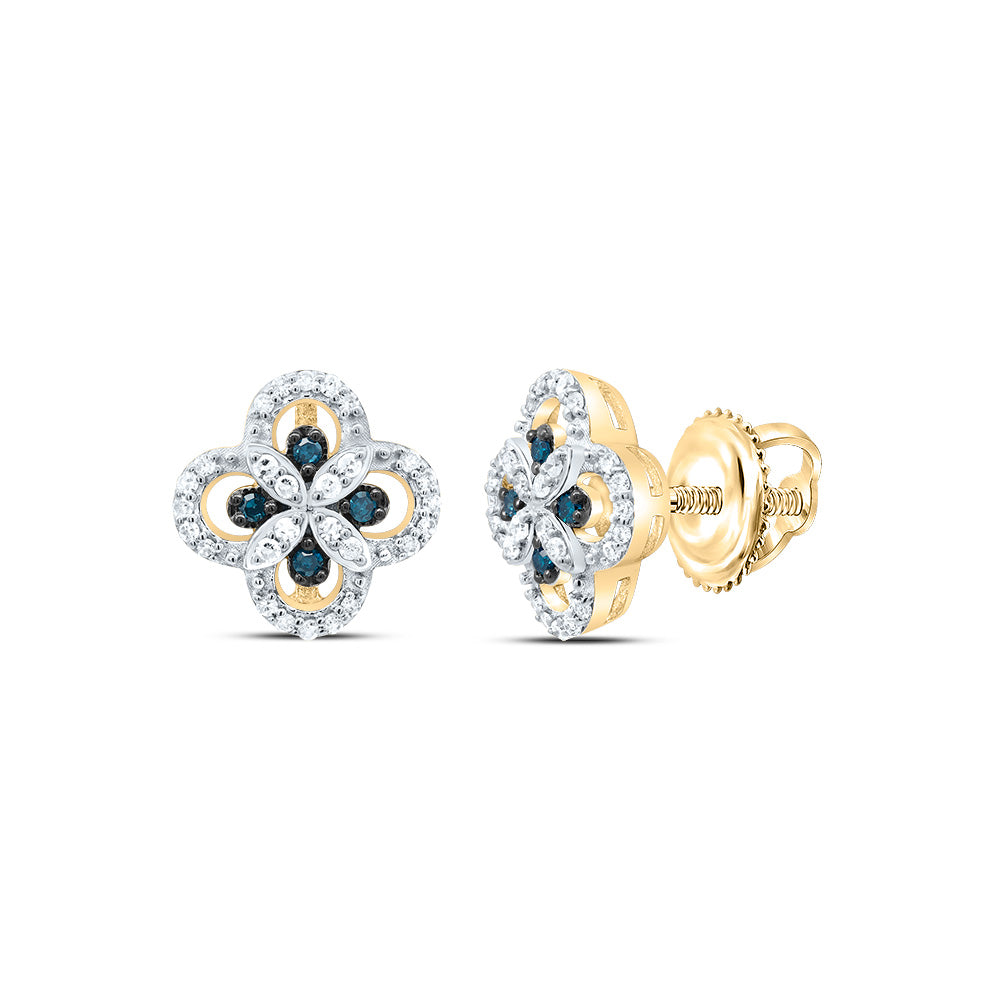 1/5Ctw-Dia P1 Gift Blue Diamond Clover Stud Earring