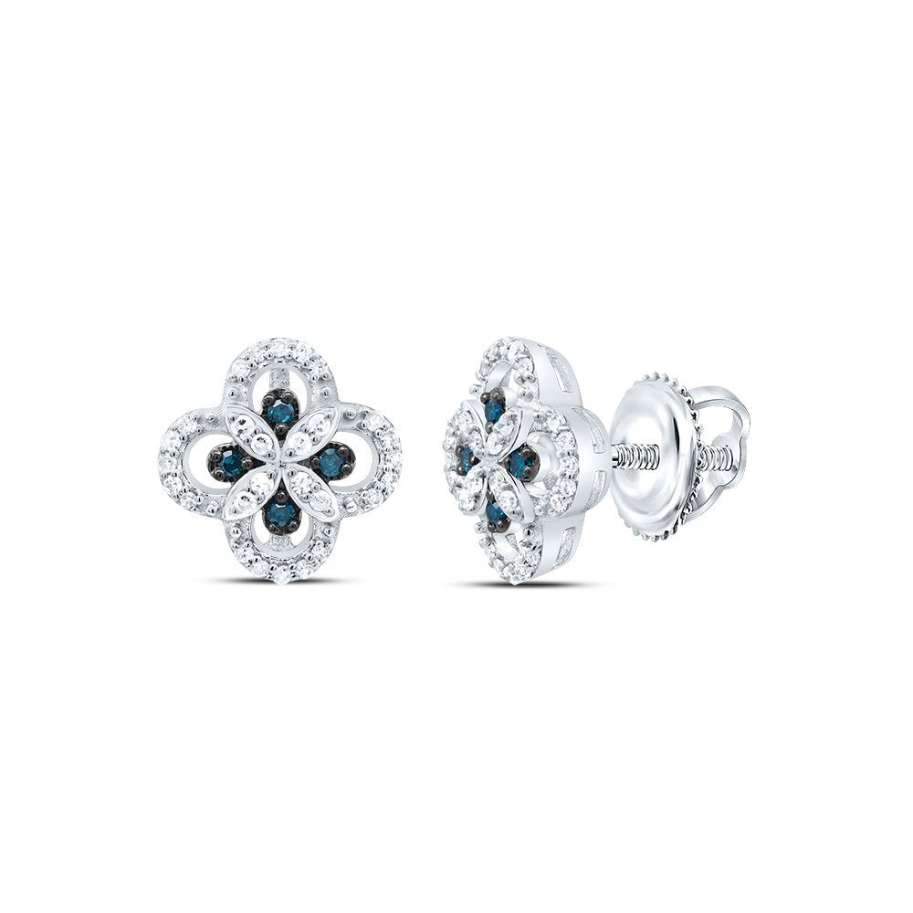 1/5Ctw-Dia P1 Gift Blue Diamond Clover Stud Earring
