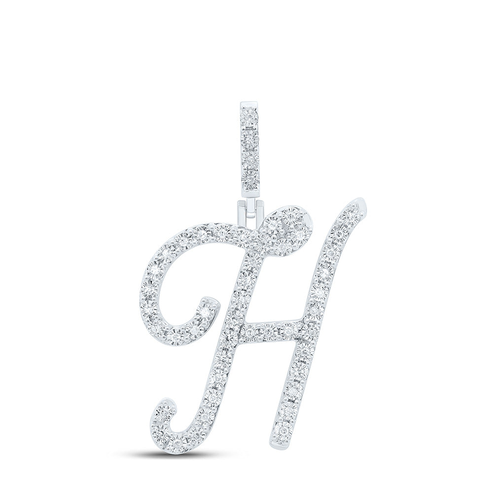 1/5Ctw-Dia P1 Gift Initial "H" Pendant (2.353 grams)