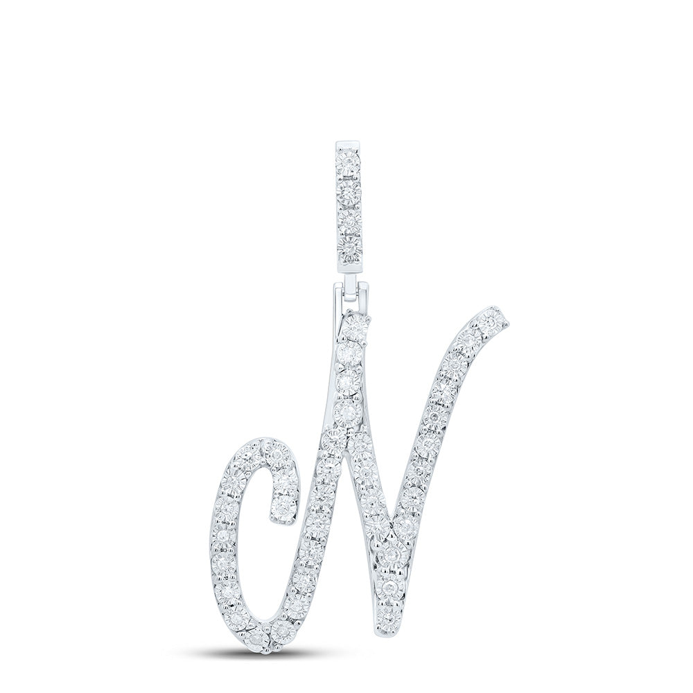 1/6Ctw-Dia P1 Gift Initial "N" Pendant (2.137 grams)