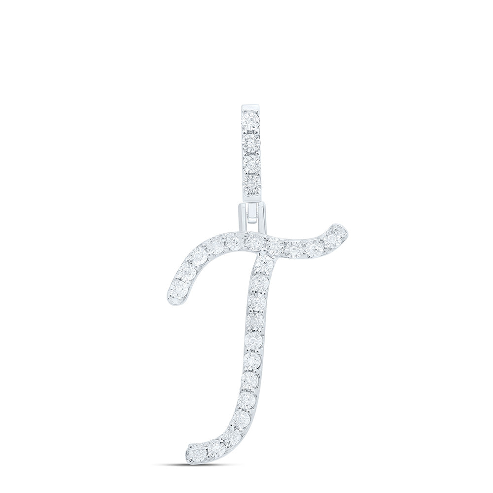 1/10Ctw-Dia P1 Gift Initial "T" Pendant (1.377 grams)