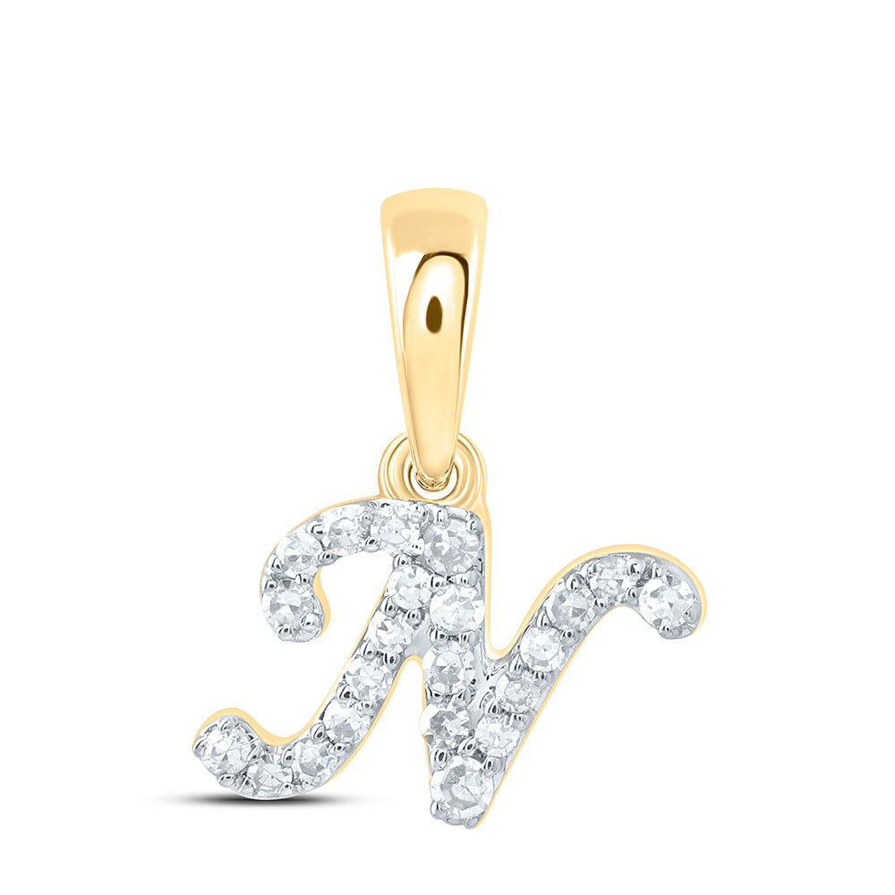 1/12Ctw-Dia Cn Gift Initial "N" Pendant (0.349 grams)