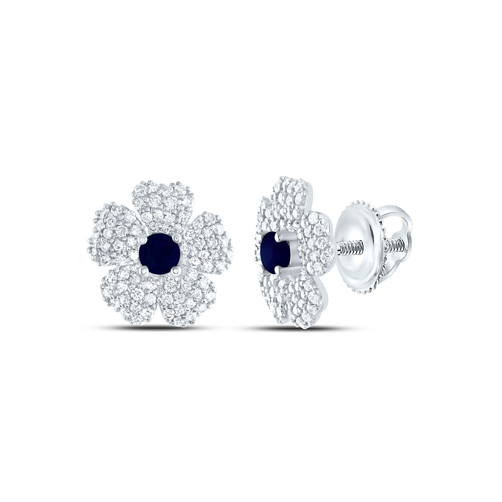 3/8Ctw-Nat Dia Ana M 2.8Mm-Rd-Bs Nat Gem Flower Stud Earring