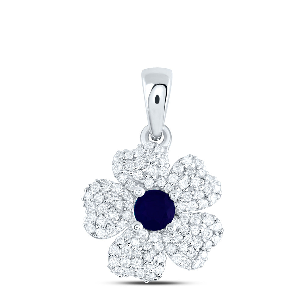 1/4Ctw-Nat Dia Ana M 3.5Mm-Rd-Bs Nat Gem Flower Pendant (1.67 grams)