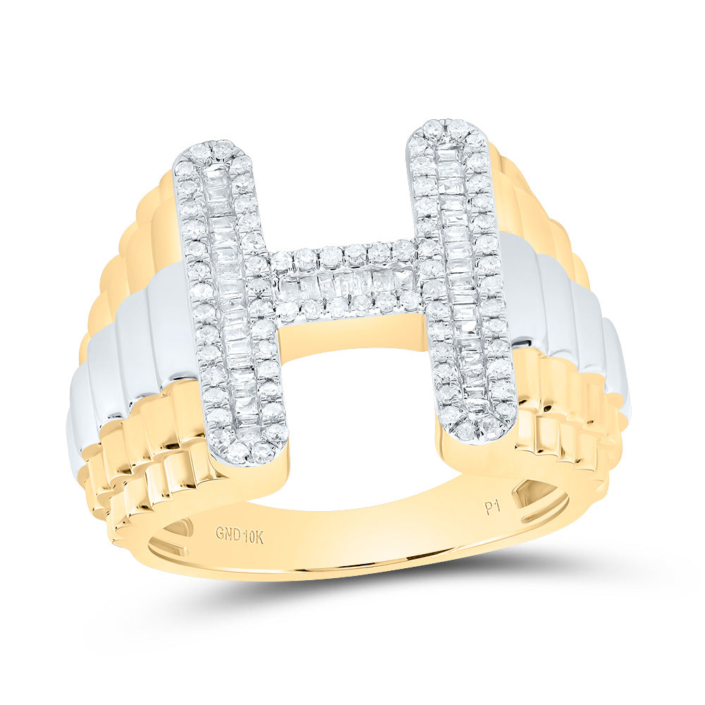 5/8Ctw-Dia P1 Initial "H" Men's Ring (9.01 grams)