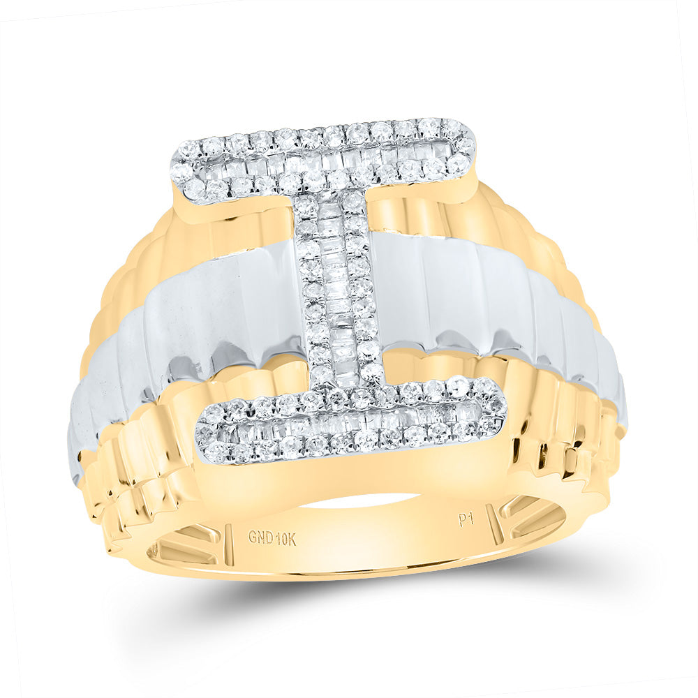 1/2Ctw-Dia P1 Initial "I" Men's Ring (10.28 grams)
