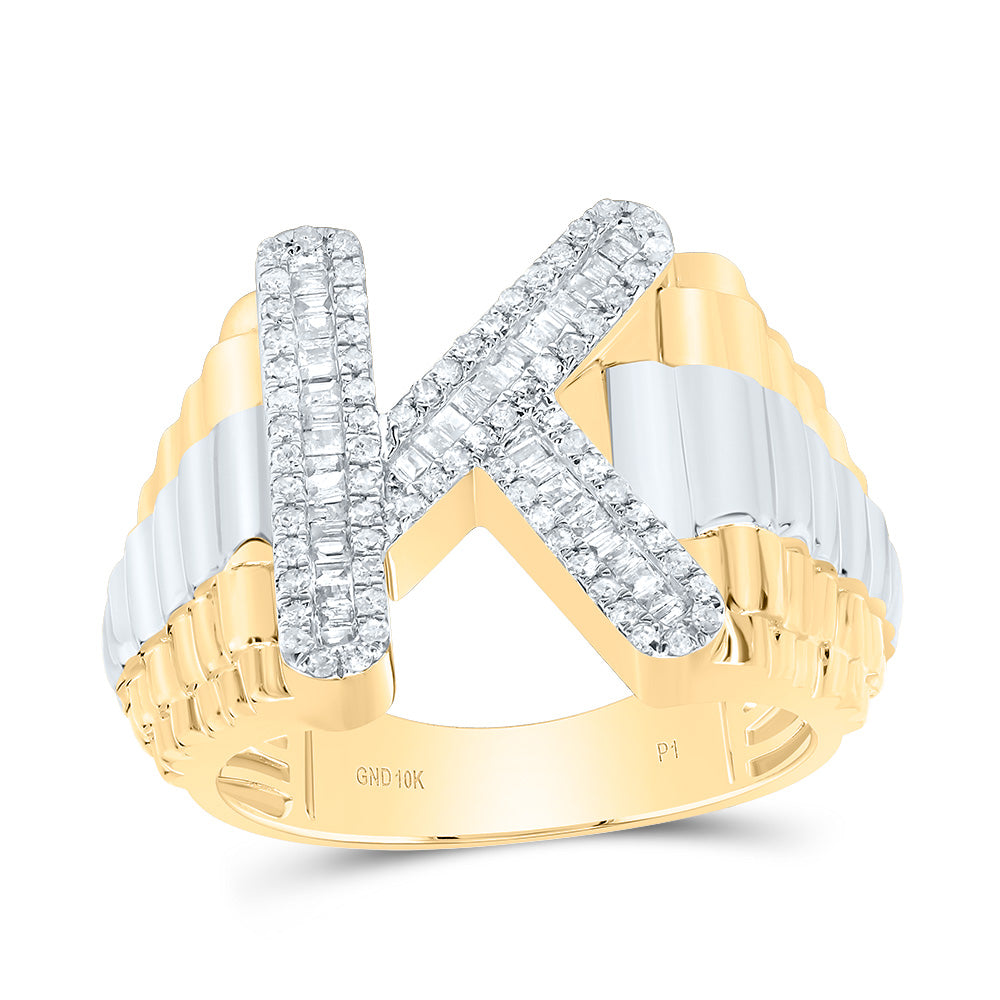 1/2Ctw-Dia P1 Initial "K" Men's Ring (9.09 grams)