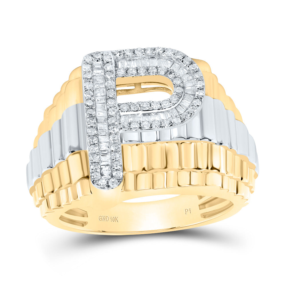 1/2Ctw-Dia P1 Initial "P" Men's Ring (9.38 grams)