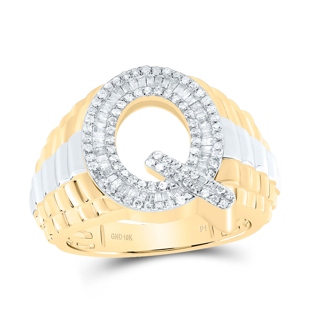 5/8Ctw-Dia P1 Initial "Q" Men's Ring (10.11 grams)