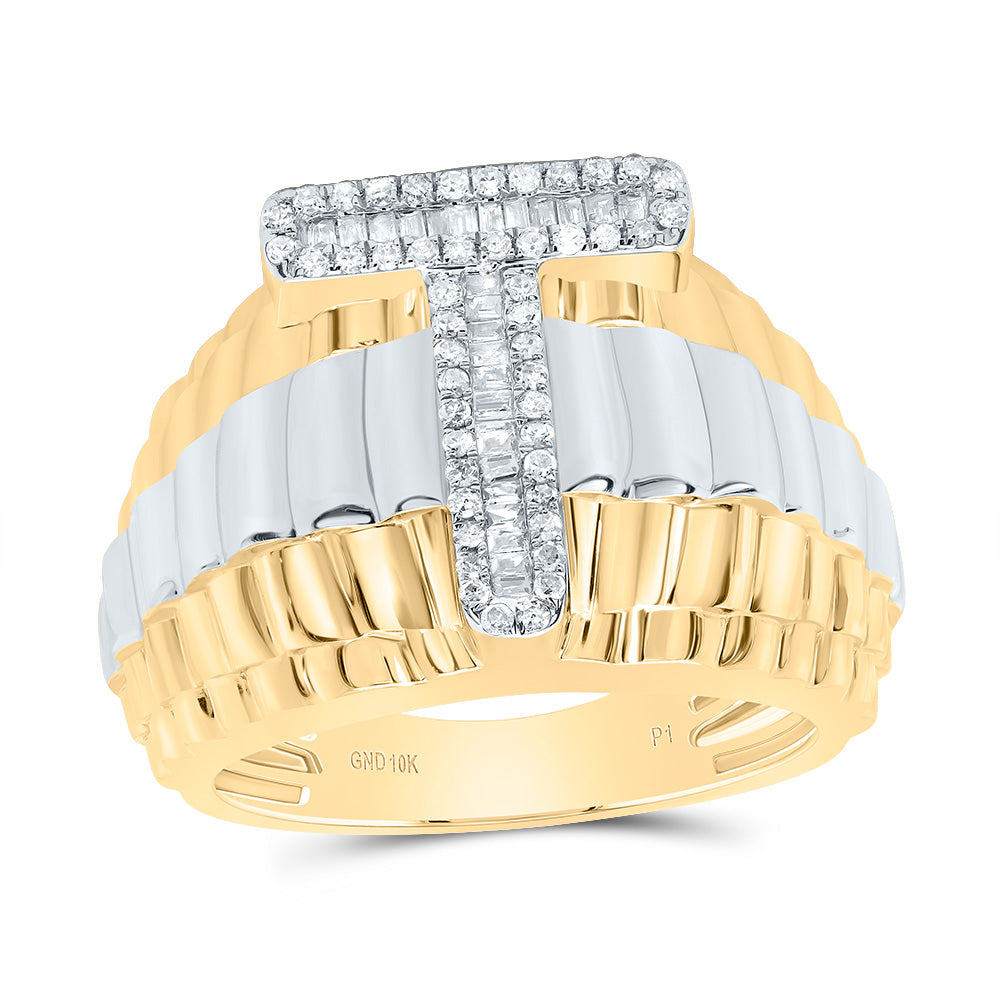 3/8Ctw-Dia P1 Initial "T" Men's Ring (9.22 grams)