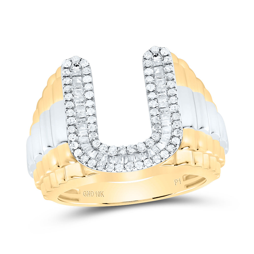 1/2Ctw-Dia P1 Initial "U" Men's Ring (8.97 grams)