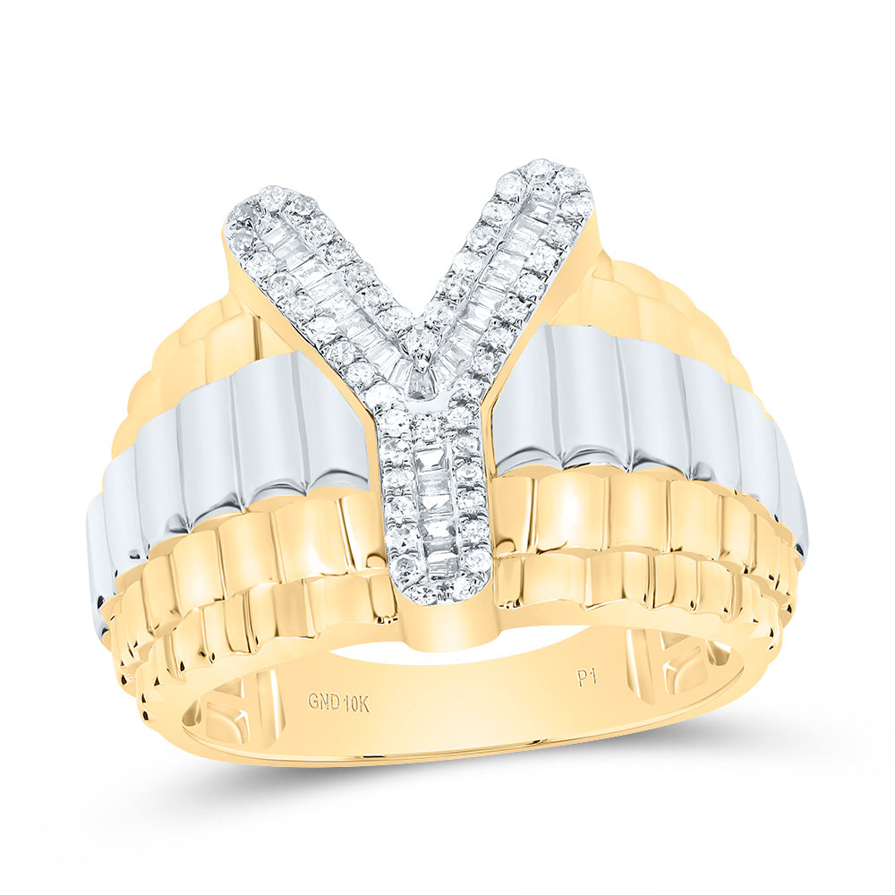 1/3Ctw-Dia P1 Initial "Y" Men's Ring (8.03 grams)