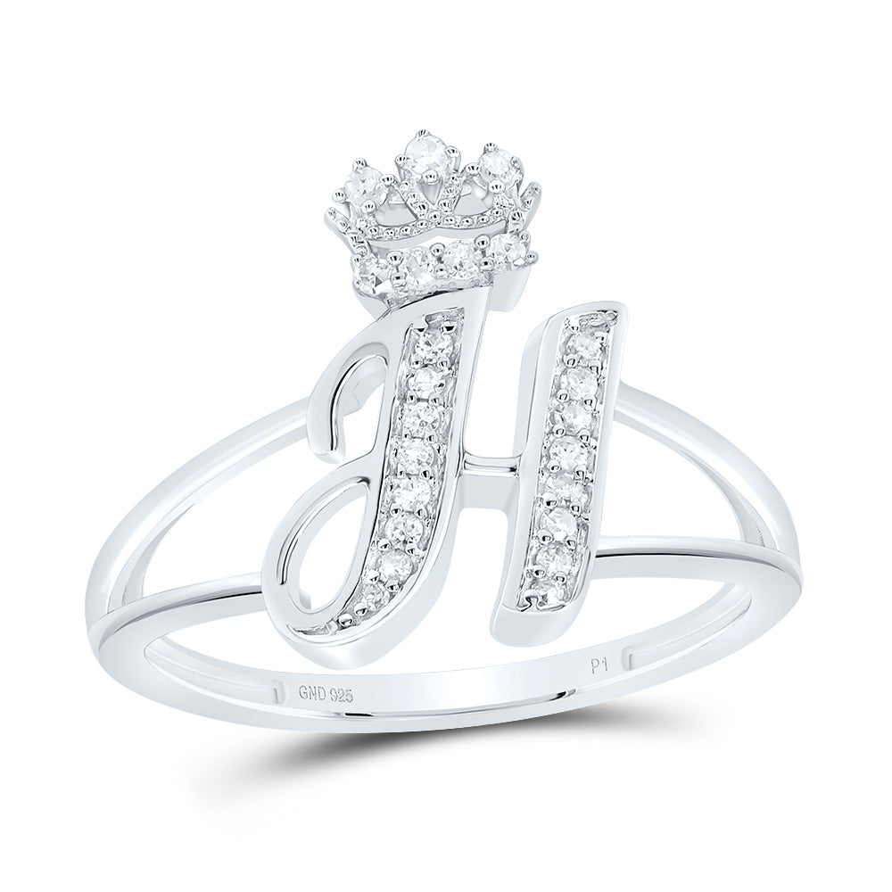 1/8Ctw-Dia P1 Gift Initial "H" Crown Ladies Ring (2.11 grams)