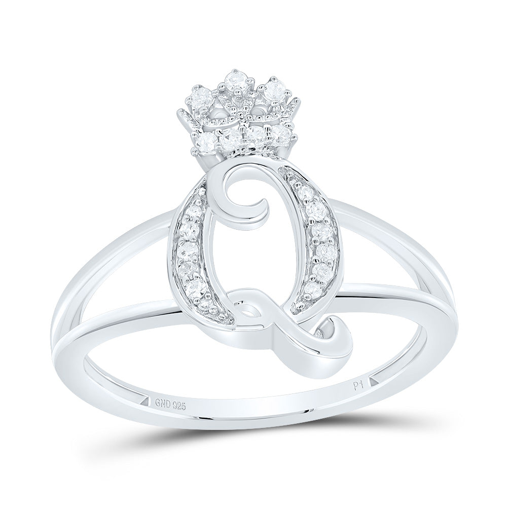 1/10Ctw-Dia P1 Gift Initial "Q" Crown Ladies Ring (2.06 grams)