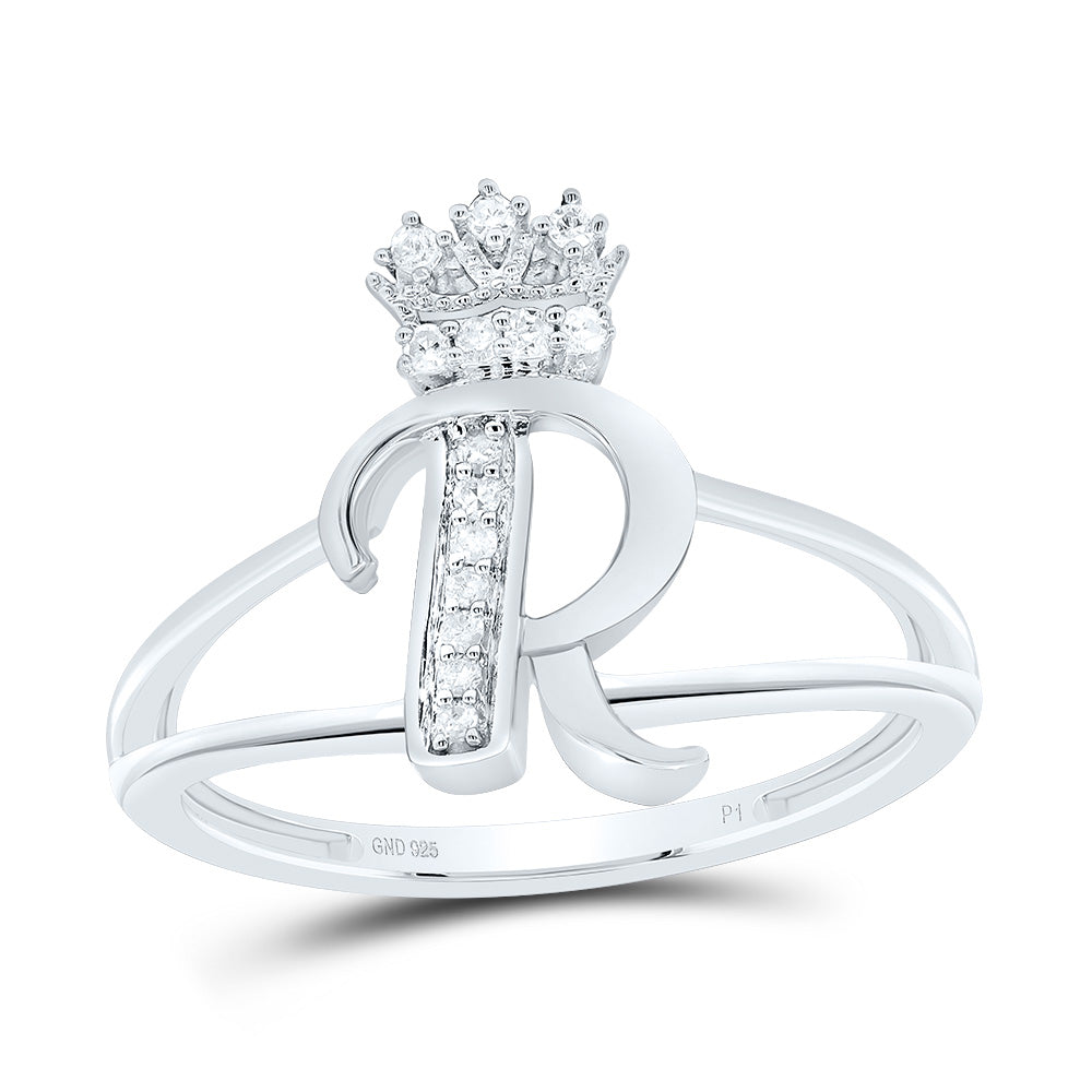 1/12Ctw-Dia P1 Gift Initial "R" Crown Ladies Ring (2.05 grams)