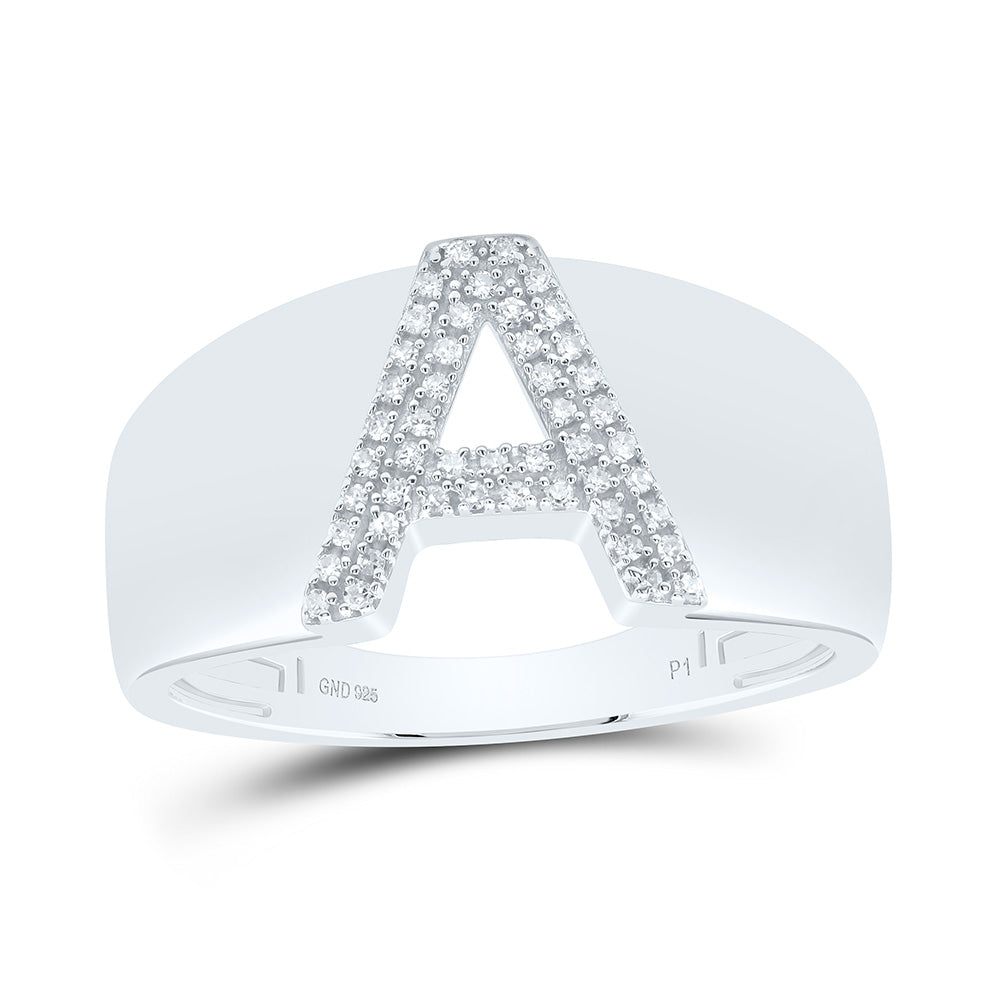1/8Ctw-Dia P1 Initial "A" Men's Ring (4.63 grams)