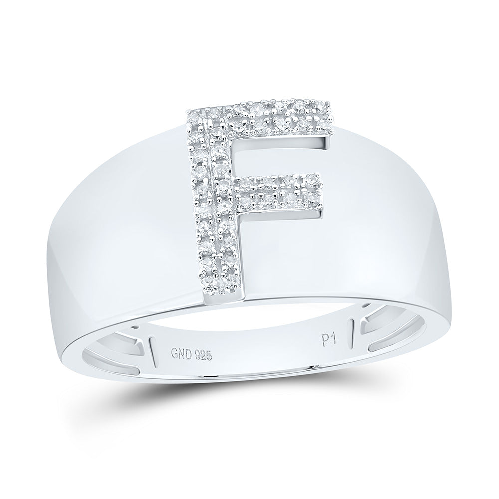 1/10Ctw-Dia P1 Initial "F" Men's Ring (4.45 grams)
