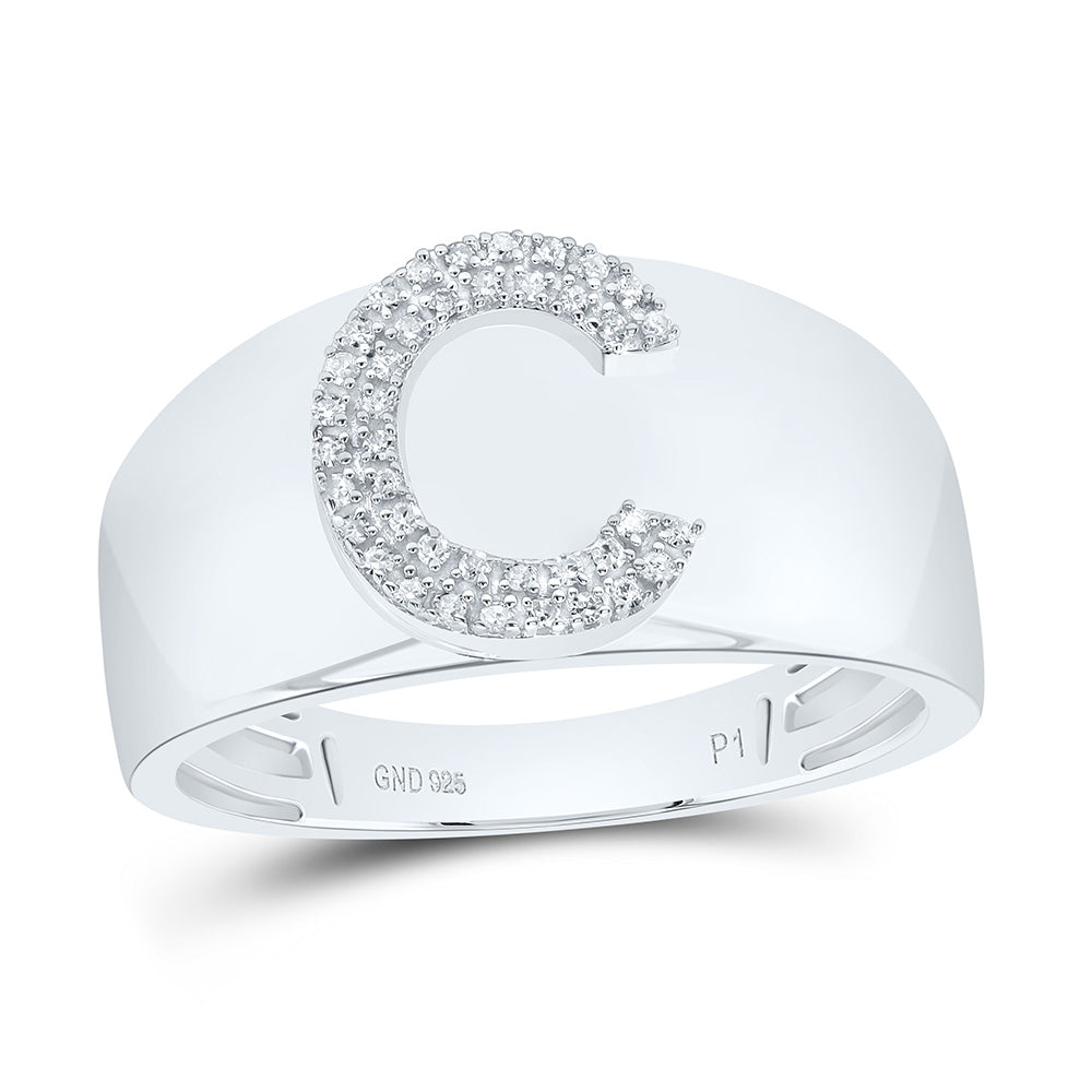 1/8Ctw-Dia P1 Initial "C" Men's Ring (4.52 grams)