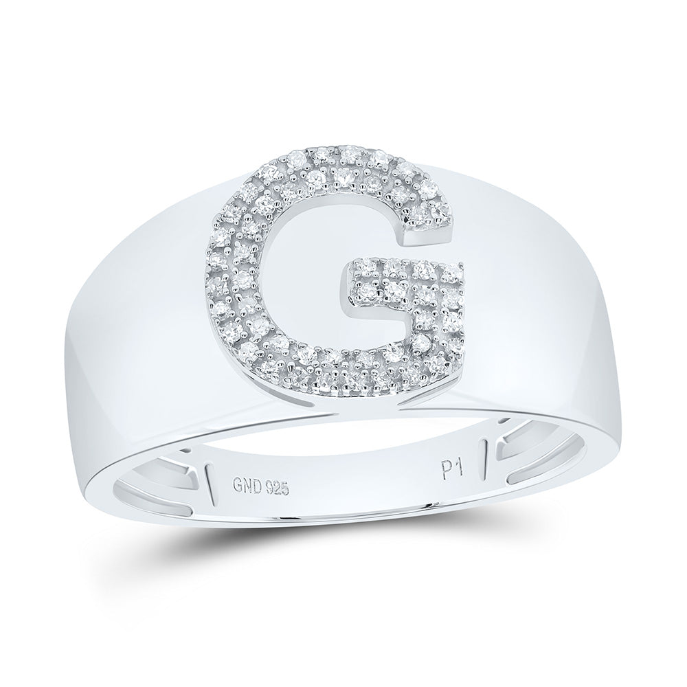 1/6Ctw-Dia P1 Initial "G" Men's Ring (4.76 grams)