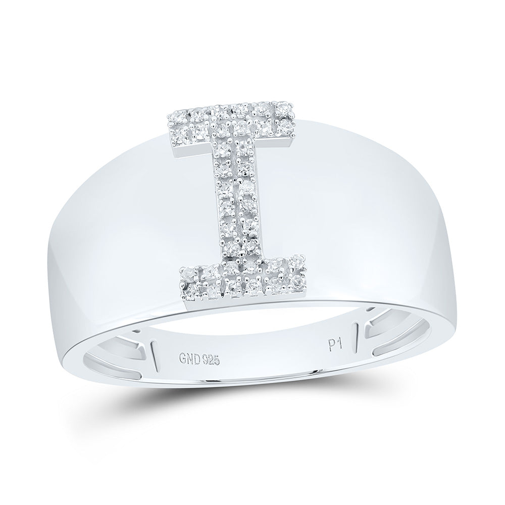 1/10Ctw-Dia P1 Initial "I" Men's Ring (4.43 grams)