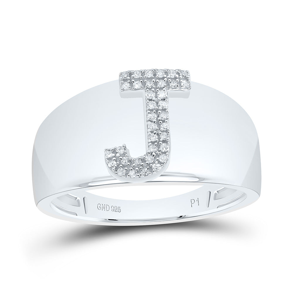 1/10Ctw-Dia P1 Initial "J" Men's Ring (4.43 grams)