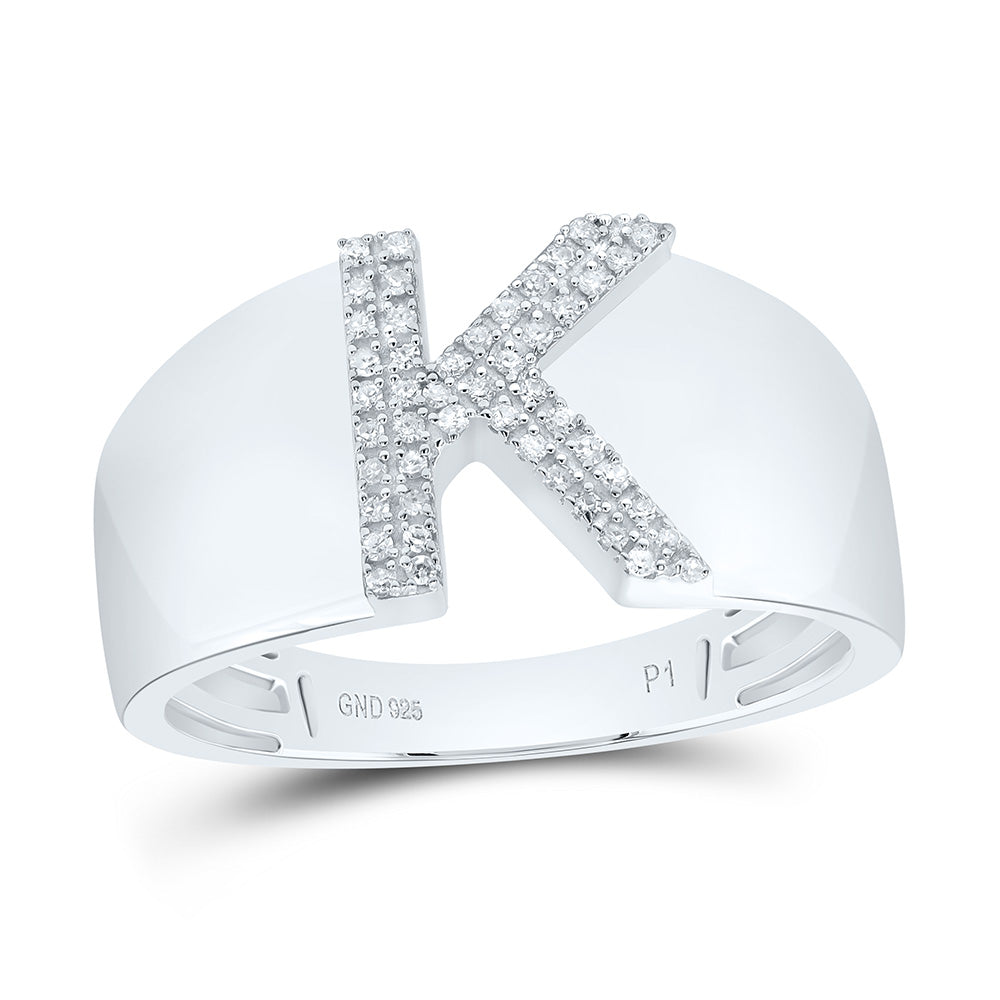 1/8Ctw-Dia P1 Initial "K" Men's Ring (4.09 grams)