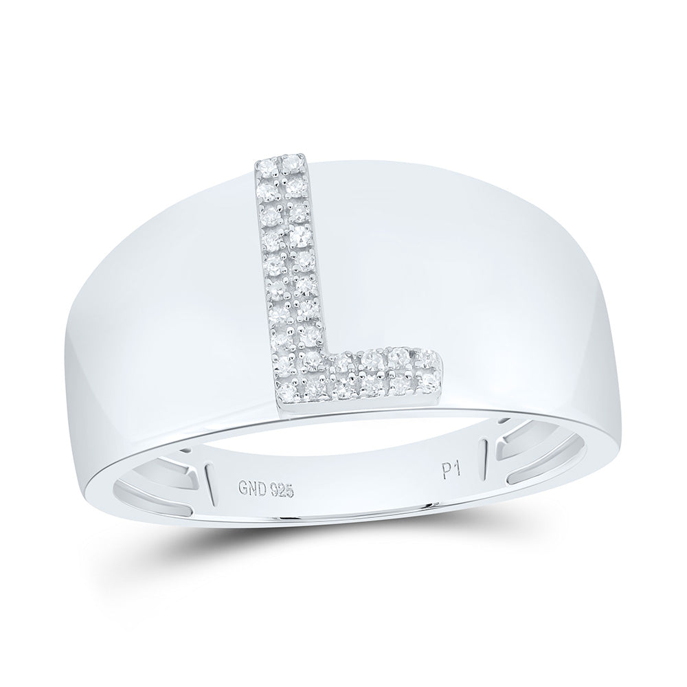 1/12Ctw-Dia P1 Initial "L" Men's Ring (4.16 grams)