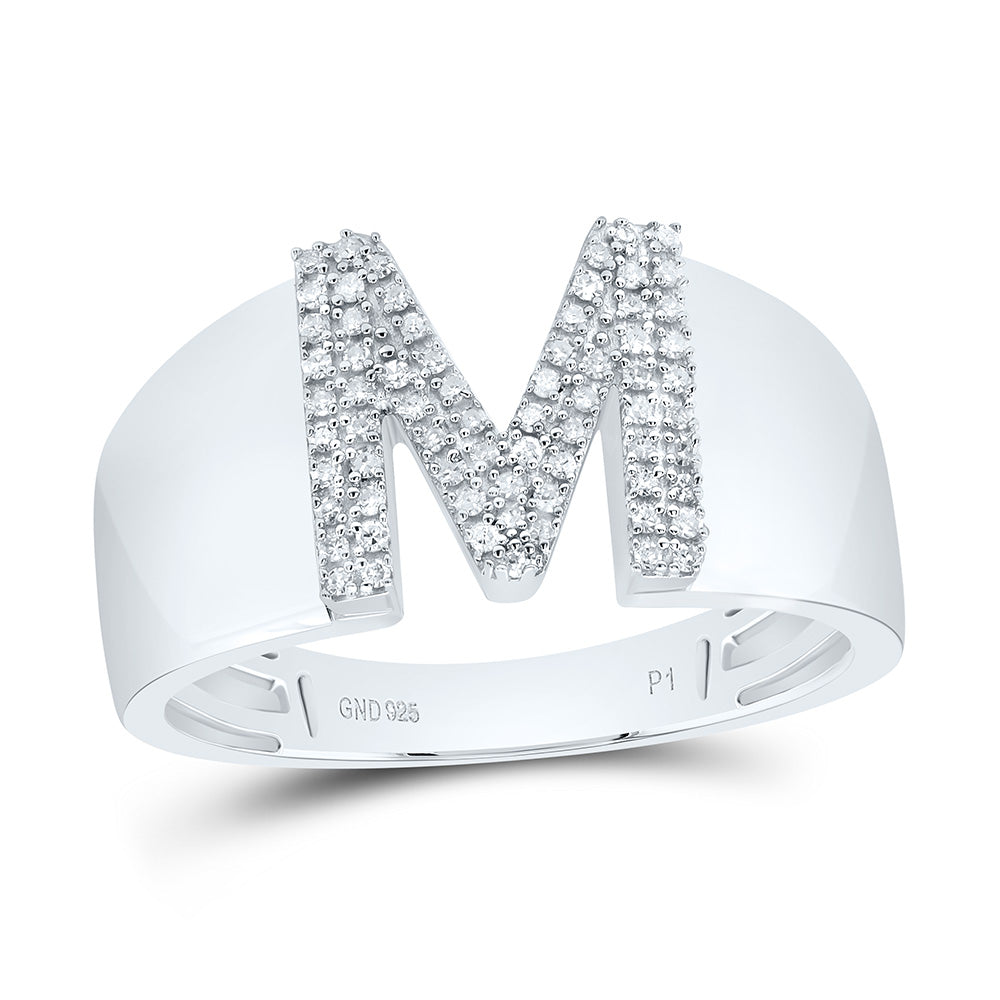 1/5Ctw-Dia P1 Initial "M" Men's Ring (4.82 grams)