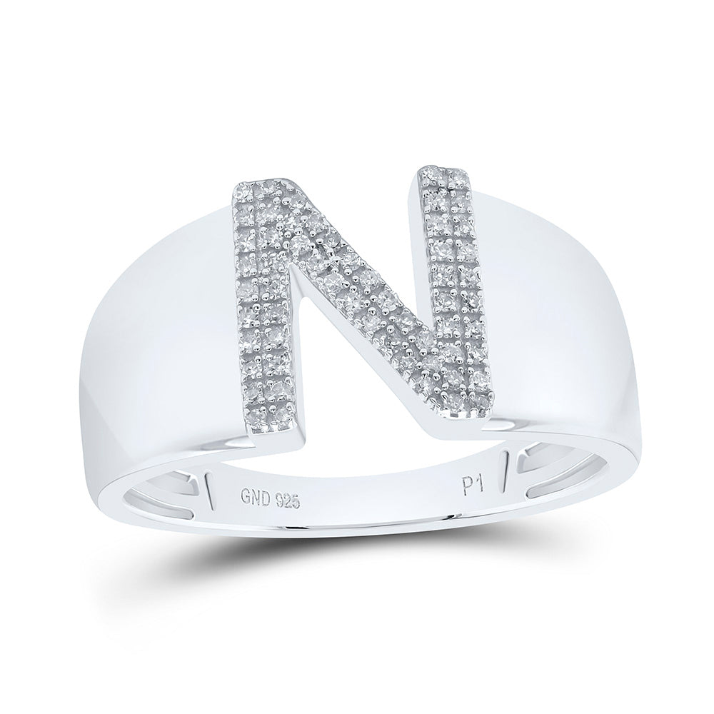 1/6Ctw-Dia P1 Initial "N" Men's Ring (4.47 grams)