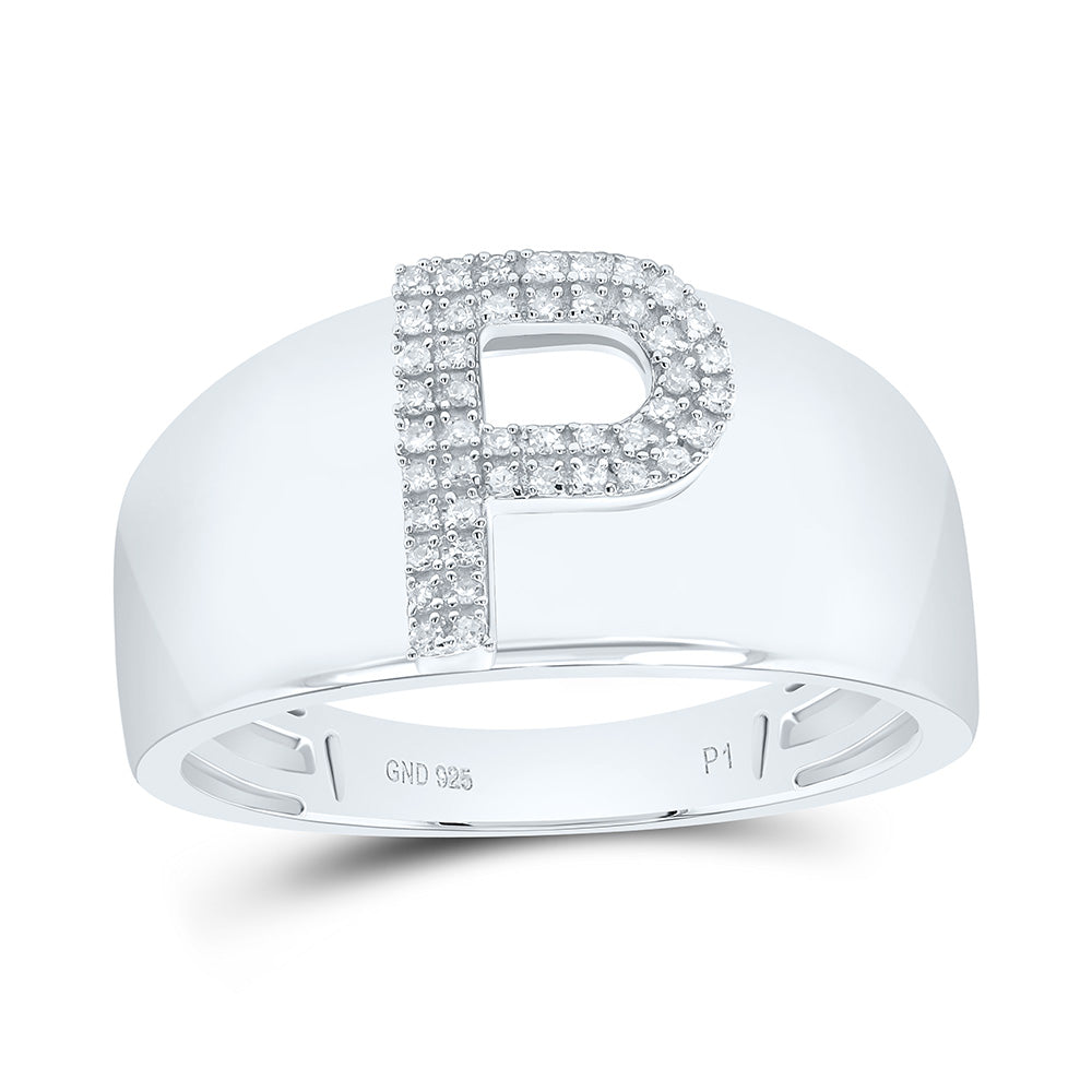 1/8Ctw-Dia P1 Initial "P" Men's Ring (4.27 grams)