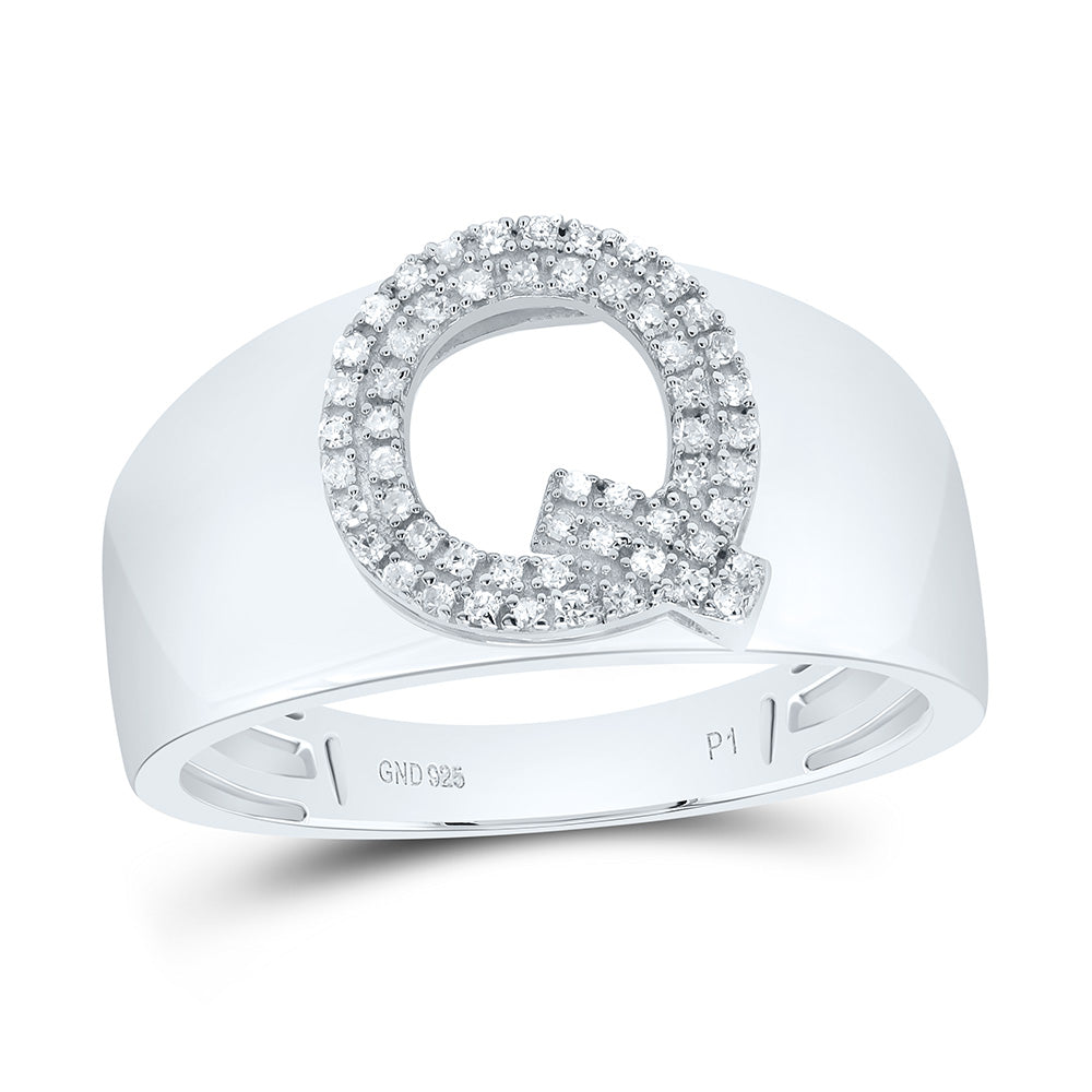 1/6Ctw-Dia P1 Initial "Q" Men's Ring (4.28 grams)