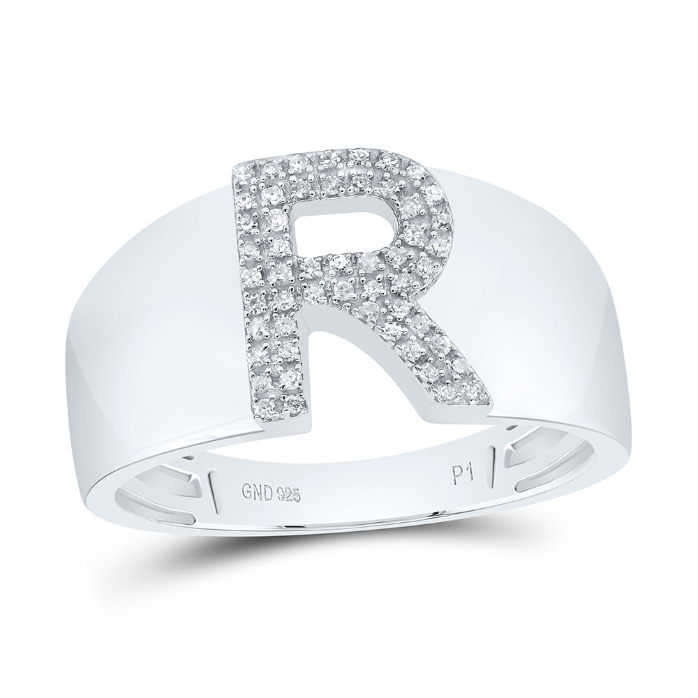 1/6Ctw-Dia P1 Initial "R" Men's Ring (4.75 grams)