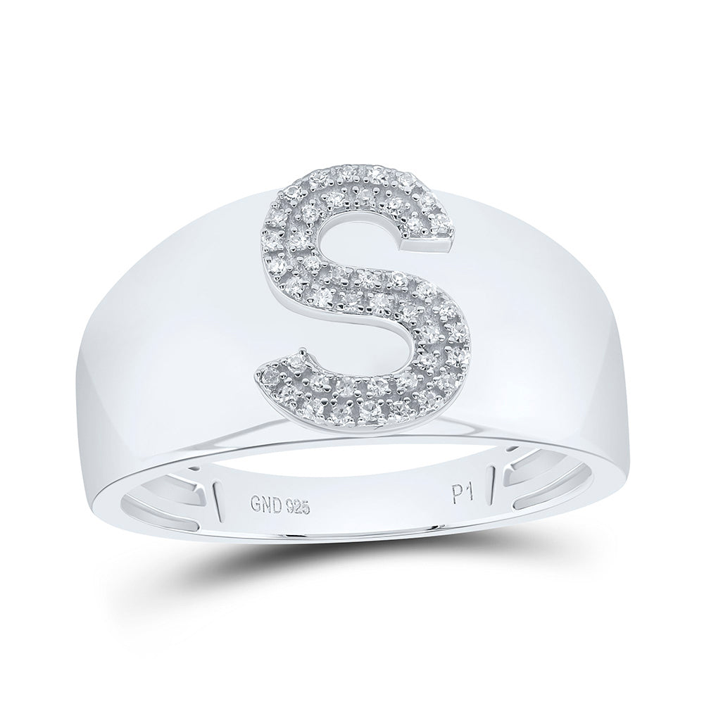 1/8Ctw-Dia P1 Initial "S" Men's Ring (4.76 grams)