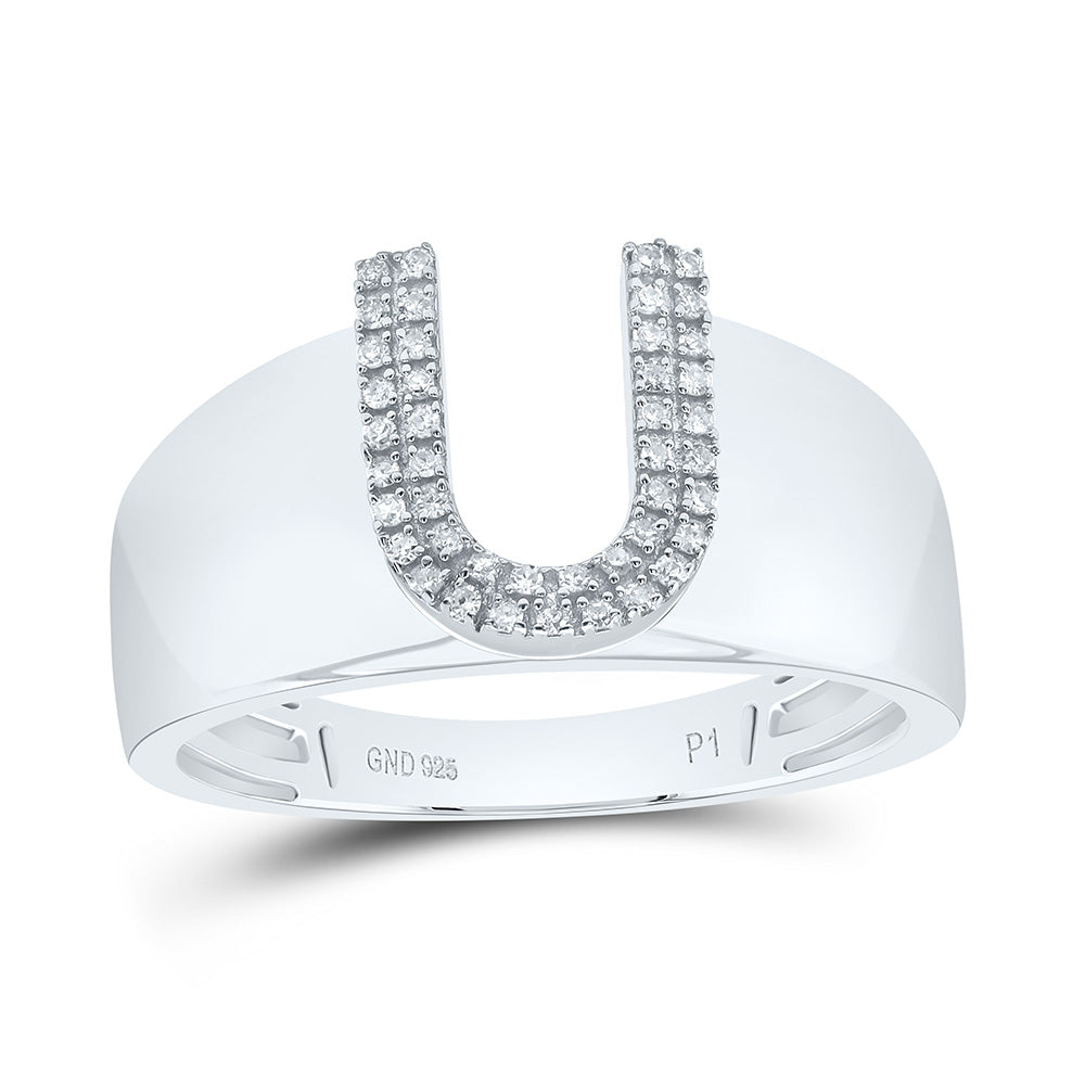 1/8Ctw-Dia P1 Initial "U" Men's Ring (4.28 grams)