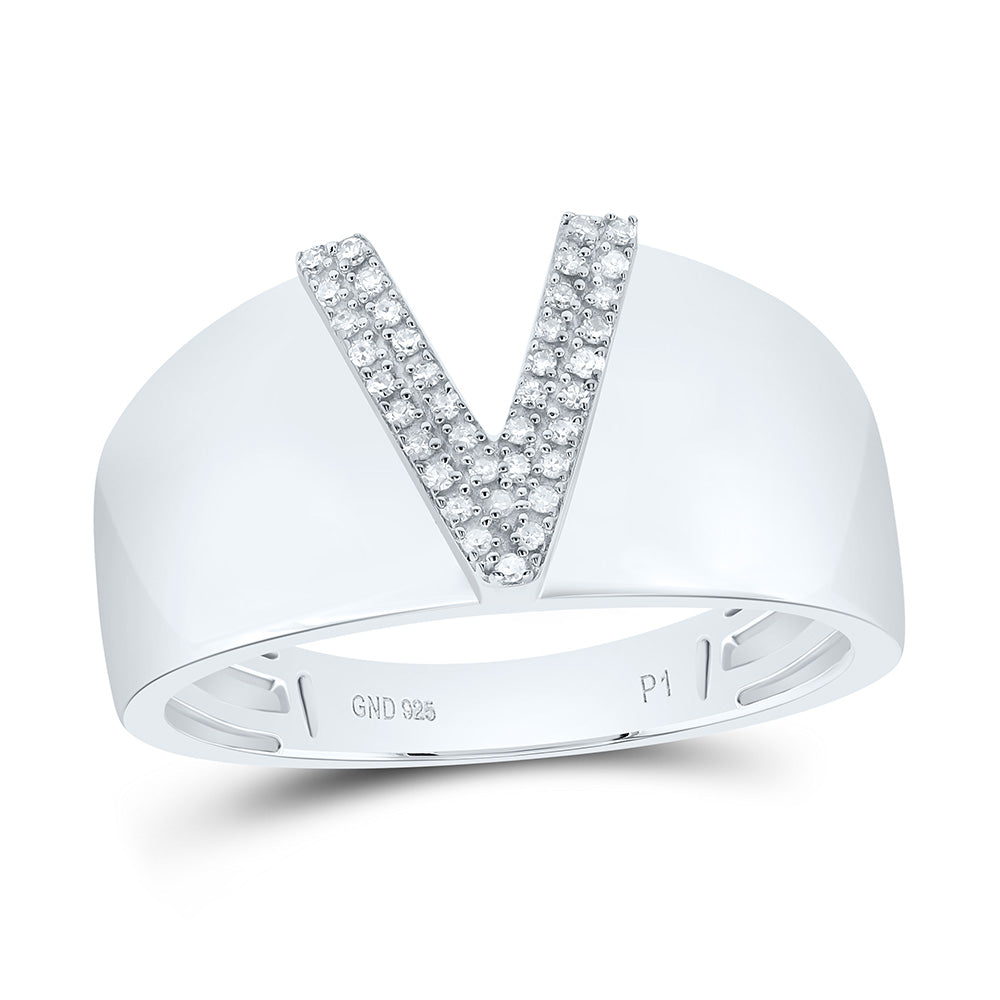 1/10Ctw-Dia P1 Initial "V" Men's Ring (4.46 grams)